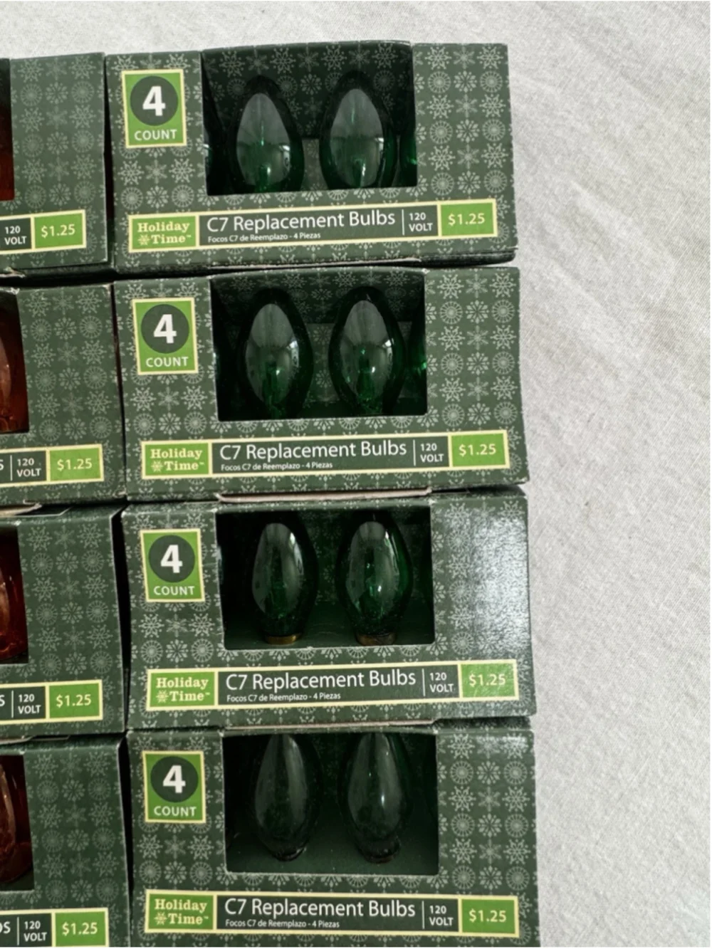 Vintage Christmas Light C7 Replacement 60 Bulb Lot Blue Amber/Orange Green Clear